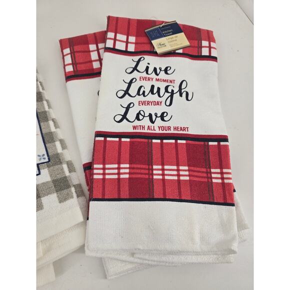 Lot of 7 Decorative Kitchen Towels – Wildflower, Plaid, Quote Patterns - Picture 5 of 6